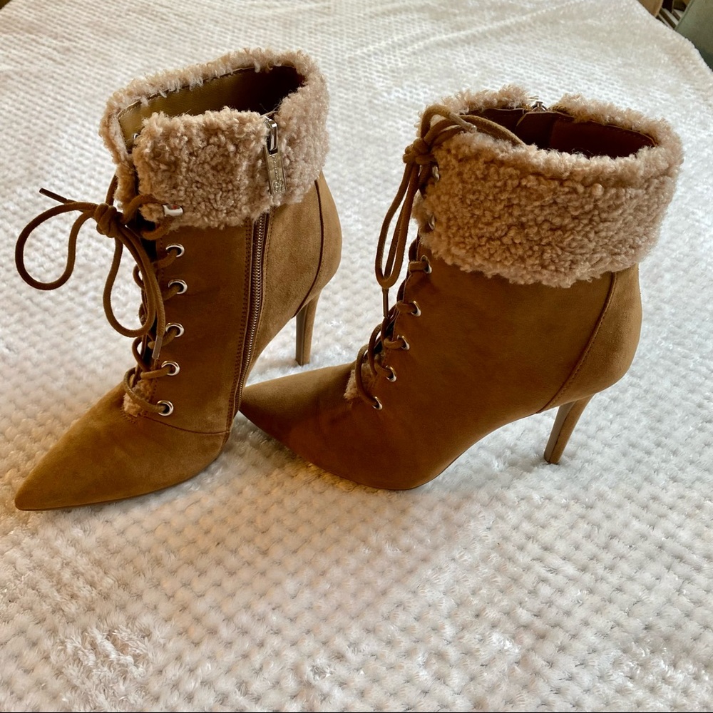Jessica Simpson heeled faux fur suede booties. Size 6. EUC. - Picture 2 of 8